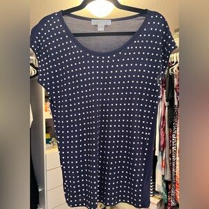 Michael Kors Blue Fitted Cap Sleeve Embellished T-Shirt